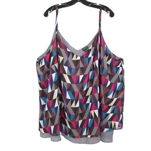 Torrid Swing Cami Top Sophie Geo Chiffon Double Layer Womens Size 5X Tank NEW - Picture 1 of 12