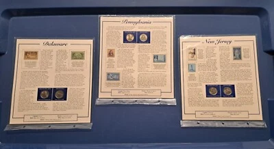 Statehood Quarters Collection Pennsylvania New Jersey Delaware 3 Laminate Sheets - Image 1 of 4