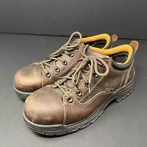 Timberland Womens Size 7 Pro Brown Leather Powerfit Safety Toe Oxfords 63189 - Picture 1 of 11