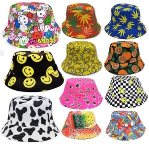Bucket Hat Festival Summer Design Fishing Bucket Hat Cap Beanie Bright Cotton - Picture 1 of 29