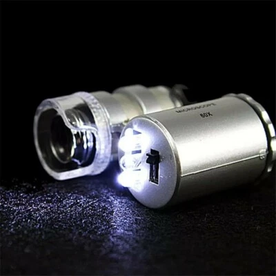 Mini microscope ×45 de poche loupe grossissement à LED billet bijou montre  - Photo 1/4
