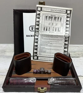 H.I.T. Juego de backgammon de viaje HIT INDUSTRIES en estuche de cuero sintético de colección - Imagen 1 de 11