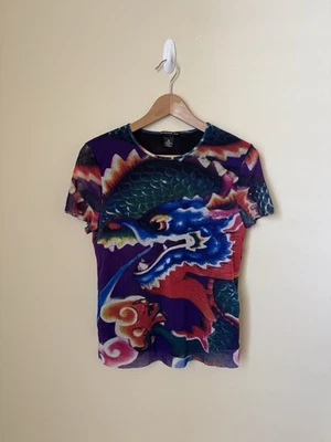 Camiseta Vivienne Tam Dragon Top Multicolor Nylon Vintage Talla 3 Foto 1 de 4