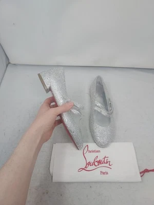 Christian Louboutin EU 36 US 6 NUEVO Zapato Plano Bailarina Strass Plateado Sweet Jane Foto 1 de 4