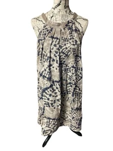 Bellambra Women’s Brown Linen Dress Sz Small Italy Batik Tie Dye - Picture 1 of 6
