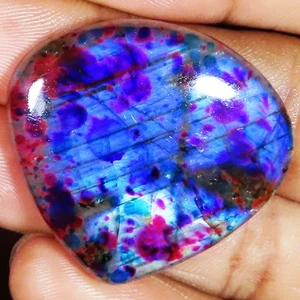 Multi Color Labradorite Heart Shape Cabochon Gemstone 65.25 Cts 36x31x6 mm RTi89 - Picture 1 of 6