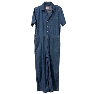 Levi's Short Sleeve Heritage Jumpsuit Womens M Blue Playday Streetwear Casual - Picture 1 of 5