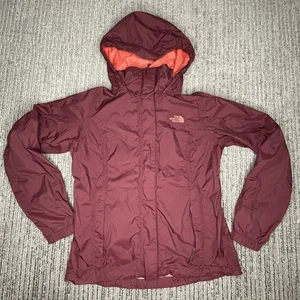The North Face Size S Women Jacket hood Full Zip Long Sleeve Windbreaker Maroon - Picture 1 of 19