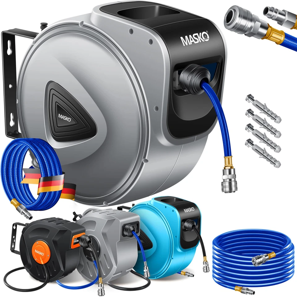 MASKO® Druckluftschlauch Aufroller Automatik Wand Schlauchtrommel 1/4" Anschluss - Bild 1 von 1