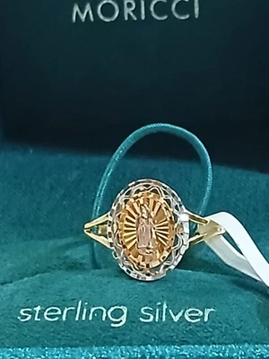 Beautiful Moricci 925 Silver  Mother Mary Ring Size 7 .75Virgen De Guadalupe - Image 1 of 4