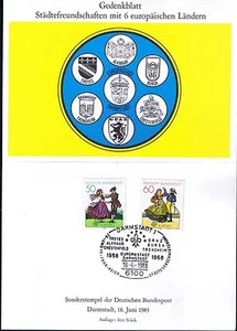 Bund Gedenkblatt Darmstadt Städtefreundschft mit 6 europäischen Ländern - Bild 1 von 1