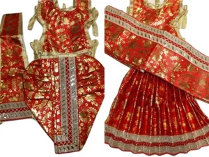 Radha Krishna Lehenga Chunri and Patka and Dhoti Set- 9 Inch - Picture 1 of 4