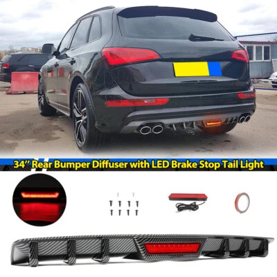 Parachoques trasero de carbono para Audi SQ5 SQ7 SQ8 alerón difusor moldura con luz trasera LED Foto 1 de 4