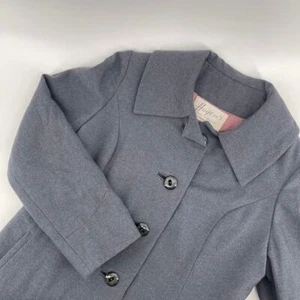 Hagen's Vintage Gray Long Medium Coat Button-Front Classic Women's Outerwear - Picture 1 of 9