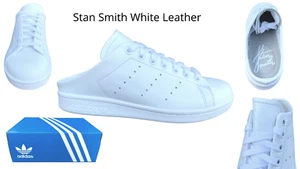 Adidas Stan Smith Mule Mujer Entrenadores FX0532 Cuero Blanco PVP £75 LIQUIDACIÓN - Imagen 1 de 2