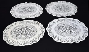 Vintage Set of 4 Cream Floral Quaker Lace Scalloped Edge Placemats 14 x 18 - Picture 1 of 6
