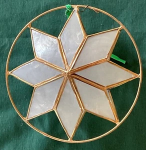 Vintage Capiz Star Ornaments-White with Gold Framing (Lot of 7) - Picture 1 of 6