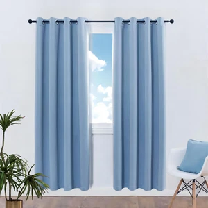 Light Blue Blackout Curtains Grommet 2 Panels for Bedroom-Window Curtain Panel f - Picture 1 of 7