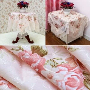 Tablecloth Pink Flower Decoration Lace Table Cloths Rectangular Table Cover - Picture 1 of 7
