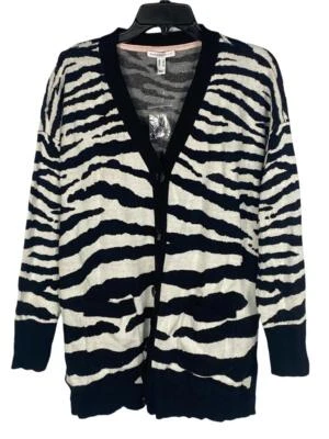 Cárdigan Isaac Mizrahi Mujer Live Zebra Jacquard Botón Delantero Talla S Foto 1 de 4