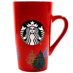 Starbucks Coffee Cup 2020 Red 16oz Christmas Holiday Mug with Christmas Trees - Picture 1 of 15