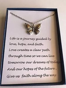 Hope and Love Inspirational Necklace Butterfly Pendant - Picture 1 of 2
