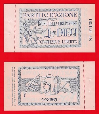 Italy 1943 World War II Lire Note Used to Finance The Partisan Operations - Image 1 of 3