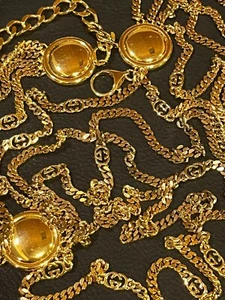 CINTURÓN GUCCI Cadena AUTÉNTICO Logo Marca De Colección Raro Oro GG Collar ANTIGUO GUCCI ITALIA GP - Imagen 1 de 20