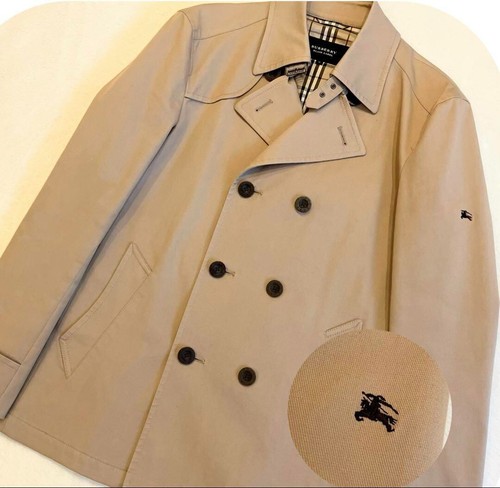 Burberry Black Label Trench Coat Corto Beige Cotone Uomo US Taglia S Autentico