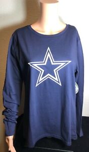Authentic  Dallas Cowboys Woman's Navy T Shirt-L/S/ Star/ Glitter / NWT Reg $22