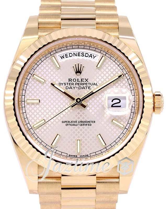 Rolex Day-Date 40 Silver Index Motif Oro Amarillo Acanalado 228238 President NUEVO Foto 1 de 1