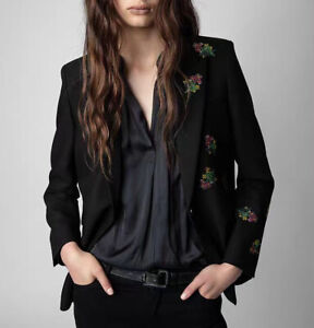 Zadig & Voltaire Collar Blazer Coat Beading Long Sleeve Coat for Ladies