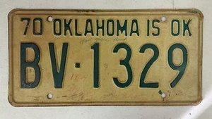 1970 OKLAHOMA is OK Seminole County License Plate BV-1329 x - Picture 1 of 1