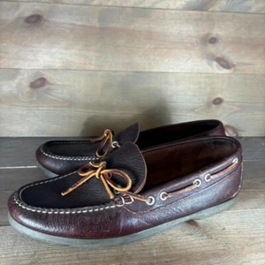 ll bean handsewn camp moc mens size 10 shoes brown leather comfort boat shoes - Picture 1 of 8