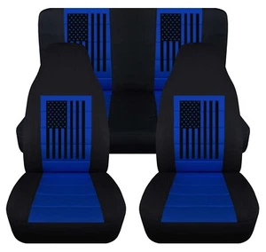 Front & Rear car seat covers Fits Jeep wrangler YJ-TJ-LJ 1985-06  American flag - Bild 1 von 8