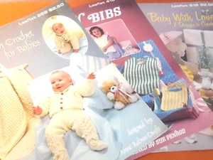 lot 3 Leisure Arts - BABy Bibs, Fisherman Crochet, 7 baby designs to Crochet - Picture 1 of 4