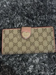 Authentic GUCCI Monogram Heart Continental Wallet Pink - Picture 1 of 12