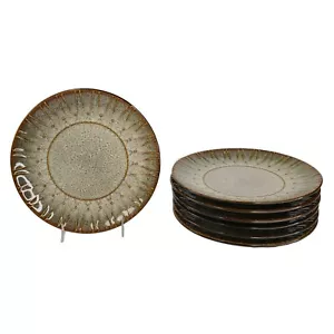 Laurie Gates Dinnerware Salad Plates California Designs Stoneware Set of 7 Brown - Picture 1 of 7