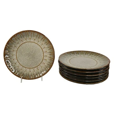 Laurie Gates Dinnerware Salad Plates California Designs Stoneware Set of 7 Brown - Image 1 of 4