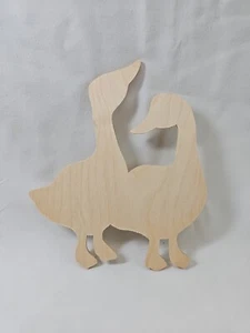 Gänse Knebel Gans Paar Massiv Unvollendet Holz Form Ausschnitt Zum Selbermachen Projekte 7" x 6" - Bild 1 von 5
