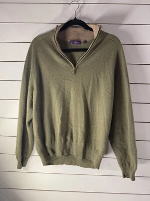 Suéter de cachemir Saks Fifth Avenue. Manga larga. Cremallera 1/4. Talla grande. Verde Foto 1 de 4