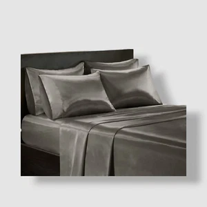 Madison Park Gray Satin Luxury 6-pc Queen Sheet Set - Picture 1 of 8