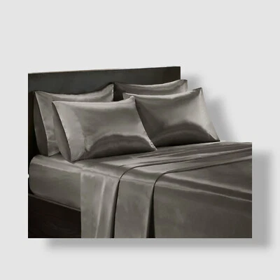 Juego de sábanas Madison Park gris satinado de lujo 6 piezas Queen Foto 1 de 4