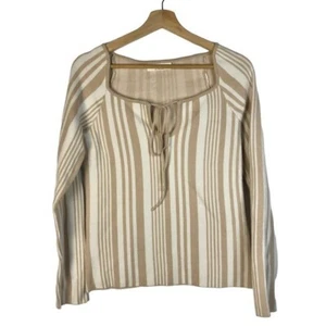 4th & Reckless Beige & White Stripe Square Neck Fitted Long Sleeve XL - Picture 1 of 4