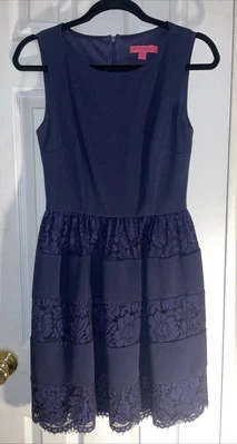 Dress By Betsy Johnson Vintage Blue Short With Lace Foto 1 de 4