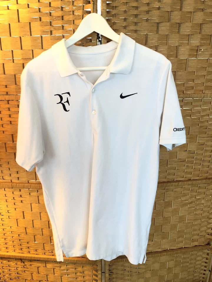 Auténtica camiseta polo Nike Roger Federer con logotipo bordado talla mediana Foto 1 de 4