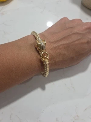 Brazalete Brazalete Oro Amarillo Sobre S. Plata Esmeralda Cabeza Elefante CLASP Italia  Foto 1 de 4