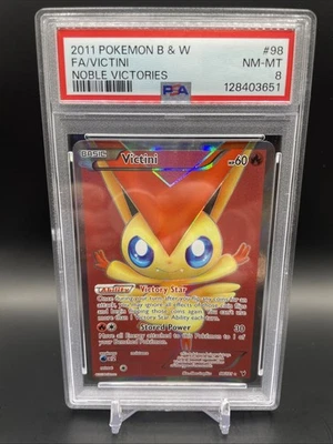 Pokemon Victini Noble Victories Full Art #98 PSA 8 NM-MT - Image 1 of 2