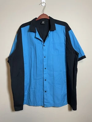 HILTON BOWLING RETRO SHIRT Mens Big 2XL Black Blue - Image 1 of 4