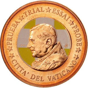 [#99081] Vatikan, Medal, 2 C, Essai-Trial Benoit XVI, couleur, 2007, VZ+, Kupfer - Zdjęcie 1 z 2